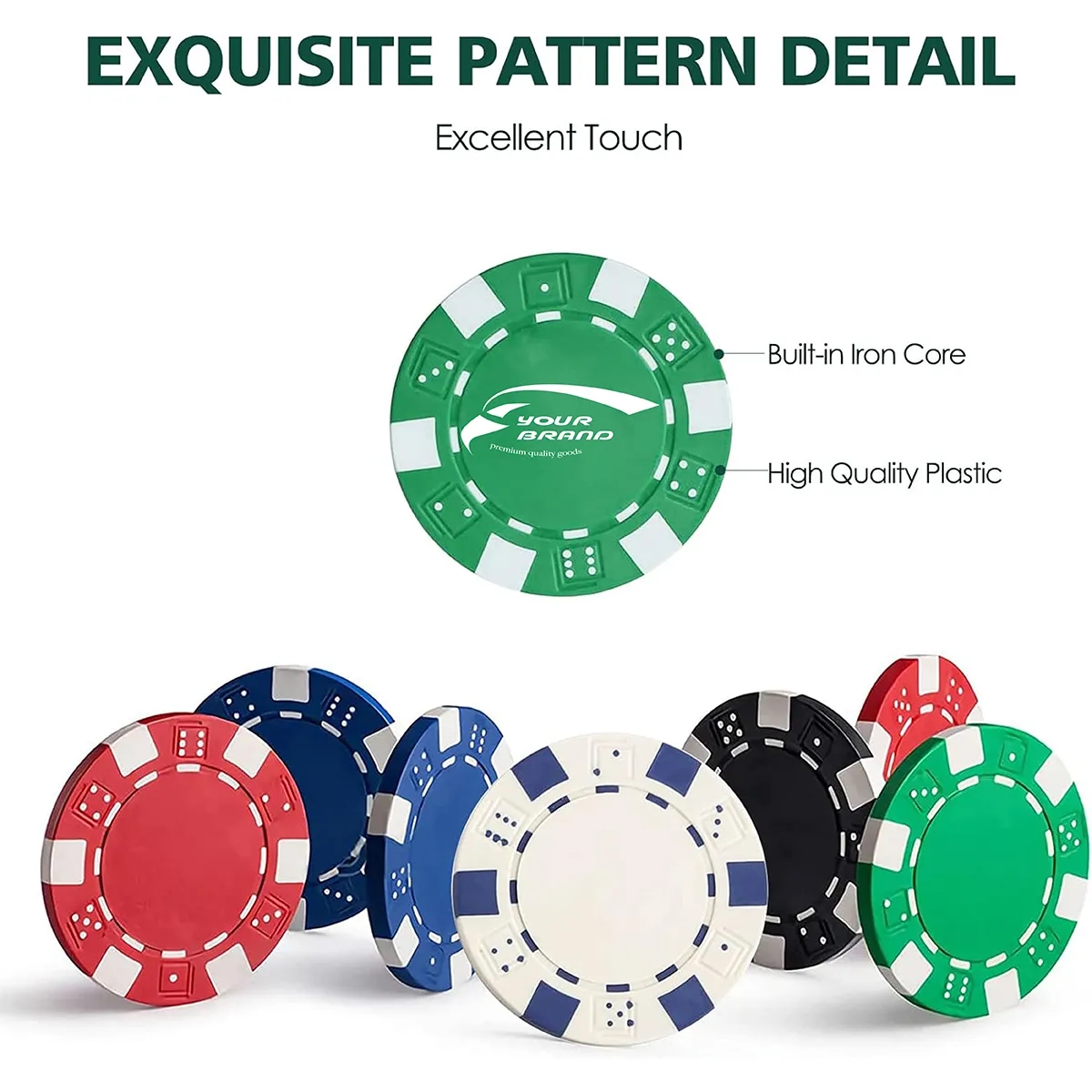 500 Striped Dice Chips Poker Set With Aluminum Case 5