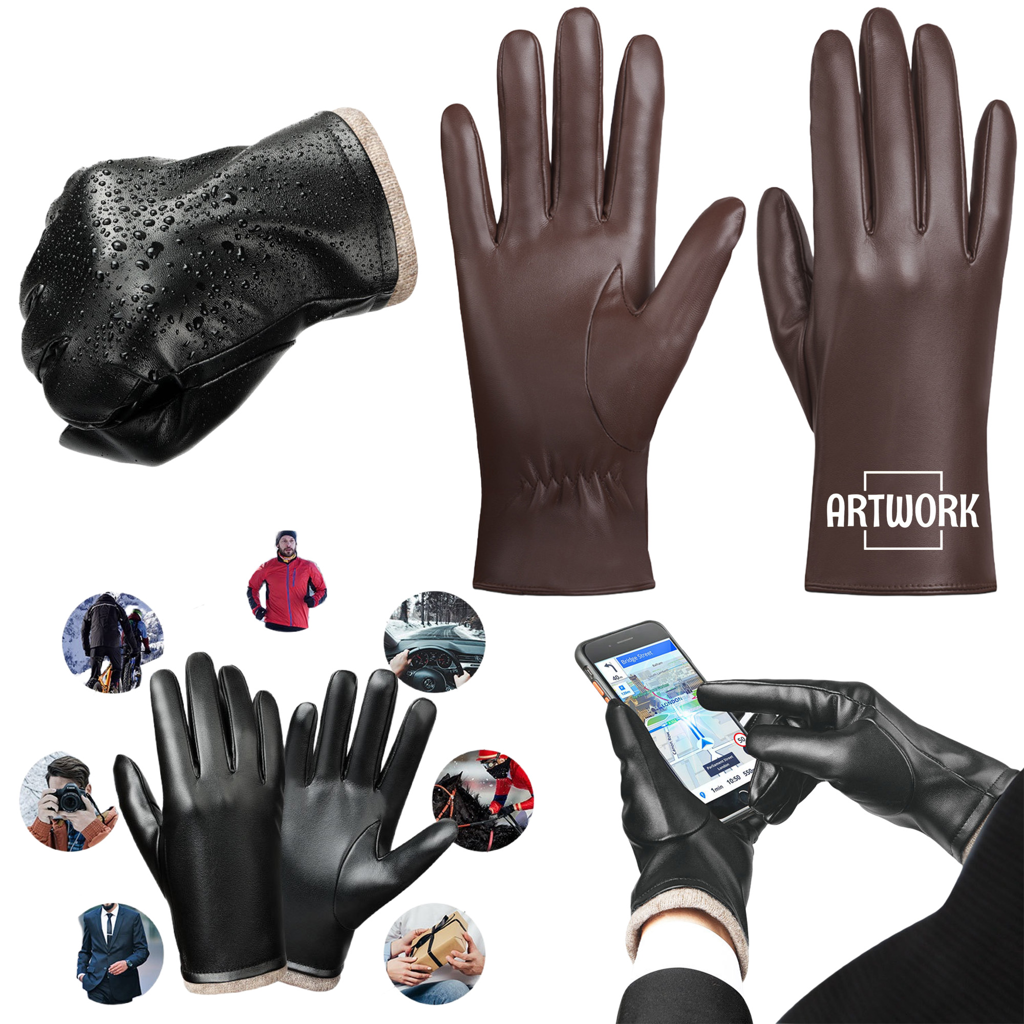 Women Winter Leather Gloves 4
