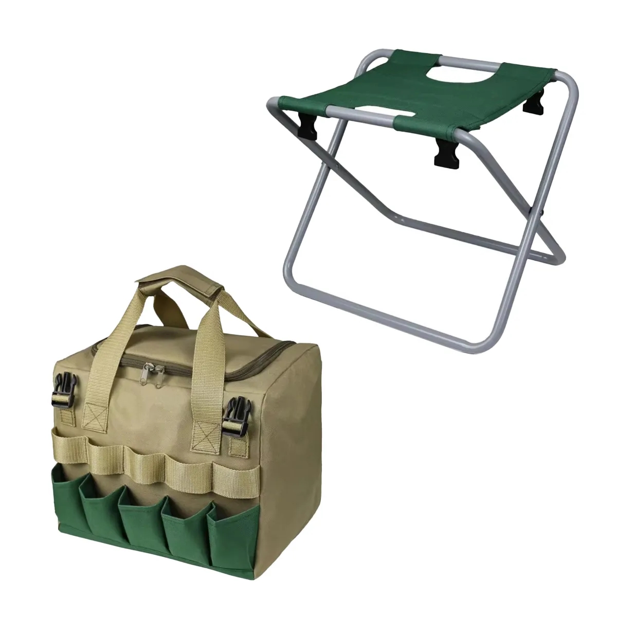 30L Folding Garden Stool With 5-Piece Tool Set & Bag 4