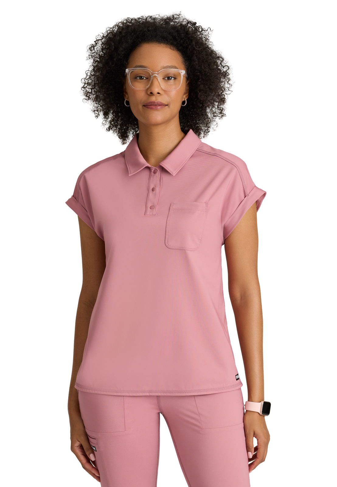 Grey's Anatomy Knit Stretch - Women's One-Pocket Snap Placket Renew Scrub Top 3