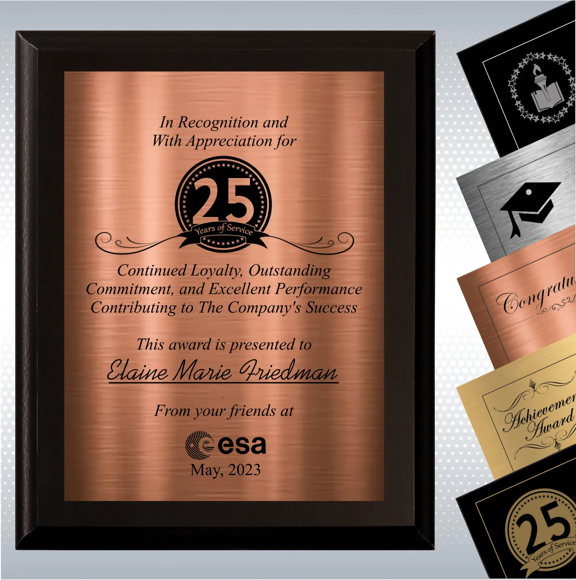 Black Matte Personalized Years of Service Gift Award Plaque 2