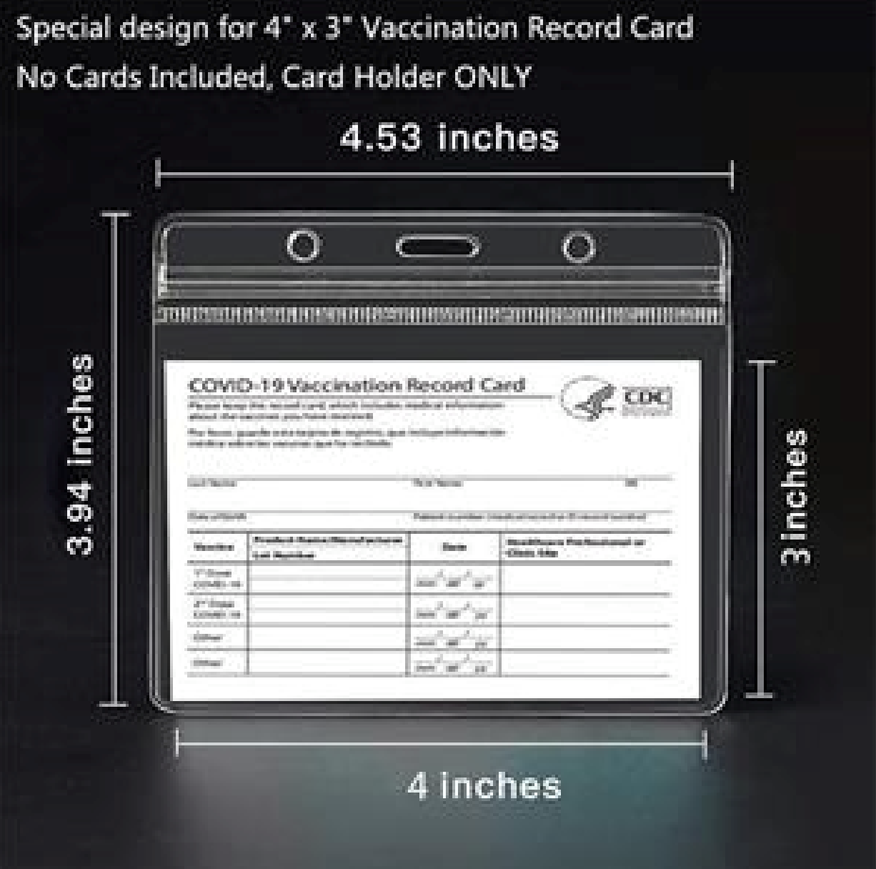 Waterproof CDC Vaccination Card Protector 4 X 3 in 2