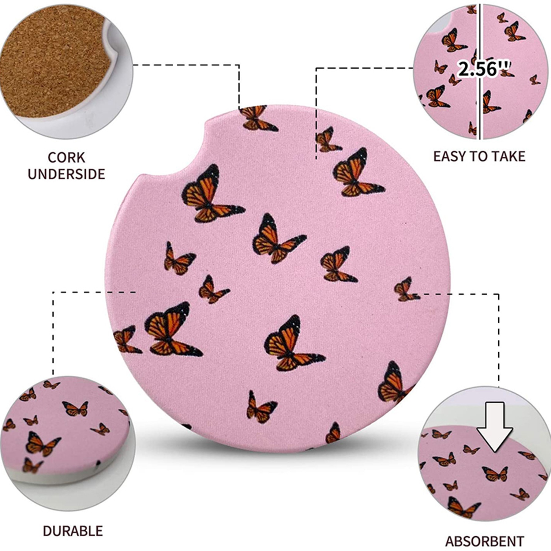 Anti-Slip Car Ceramic Absorbent Coaster 3