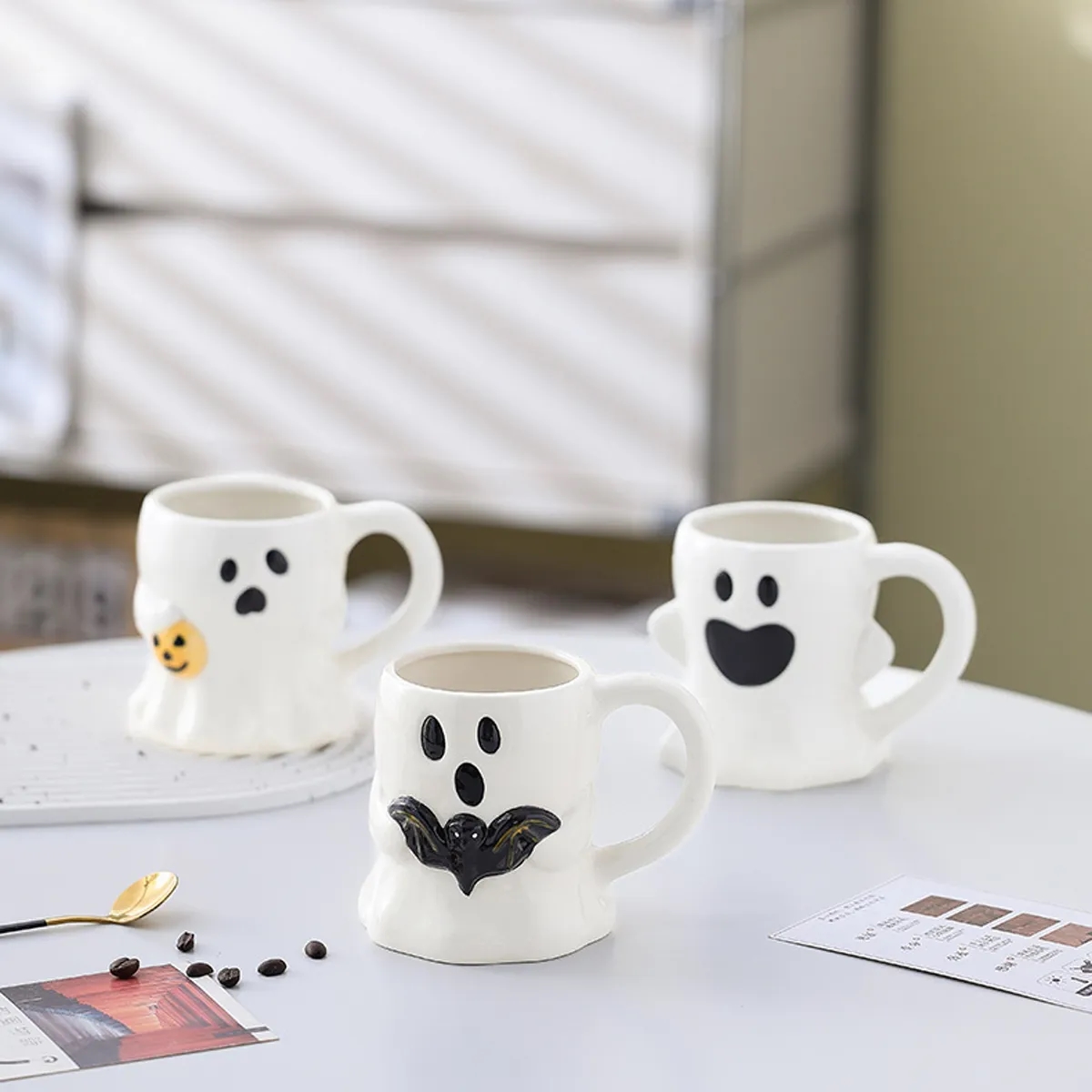 3D Ghost Pumpkin Ceramic Coffee Mug 2