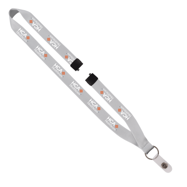 3/4" Polyester Lanyard with Sewn Silver Metal Split-Ring 35