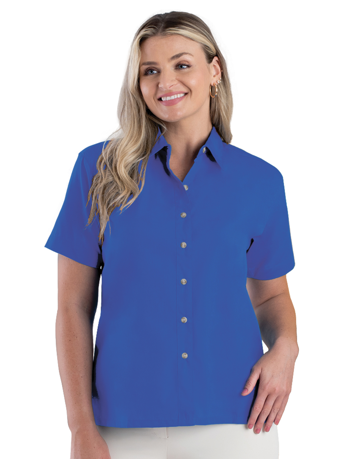 Blue Generation - Women's Pocketless Short Sleeve Superblend Poplin Shirt 9