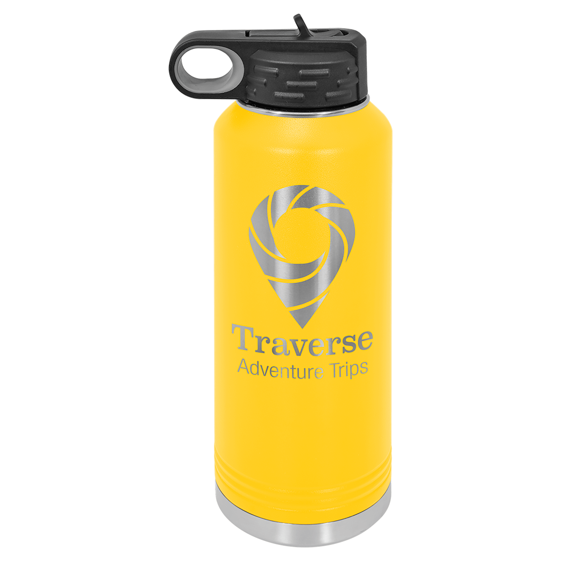 40 oz. Yellow Powder Coated Laser Engraved Polar Camel Water Bottles 1
