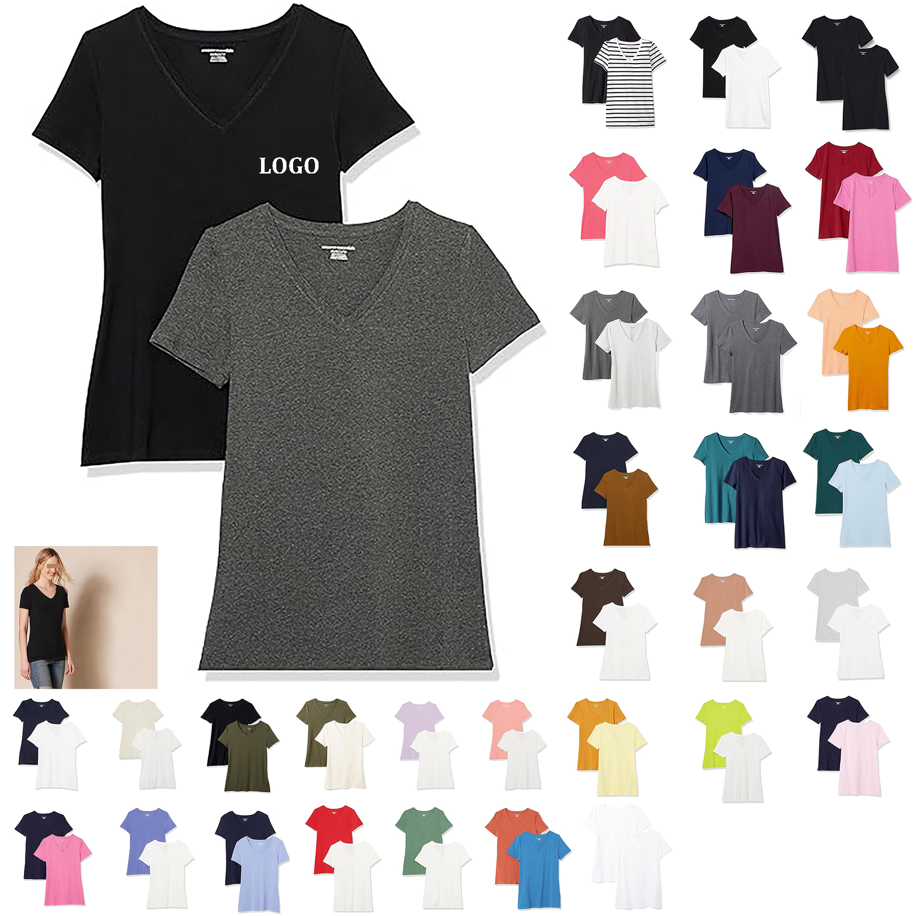 Women's Classic V Neck T Shirt 14
