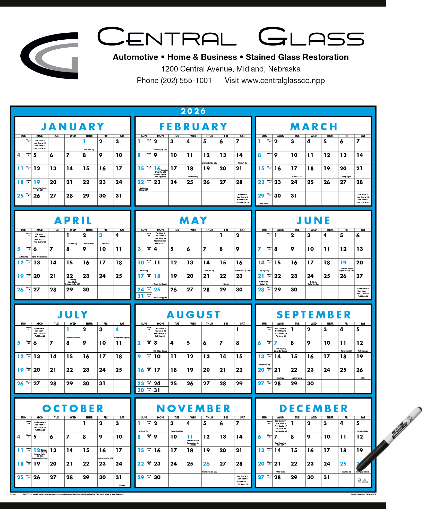 Triumph® Calendars Span-A-Year (Laminated with Marker) Calendar 6