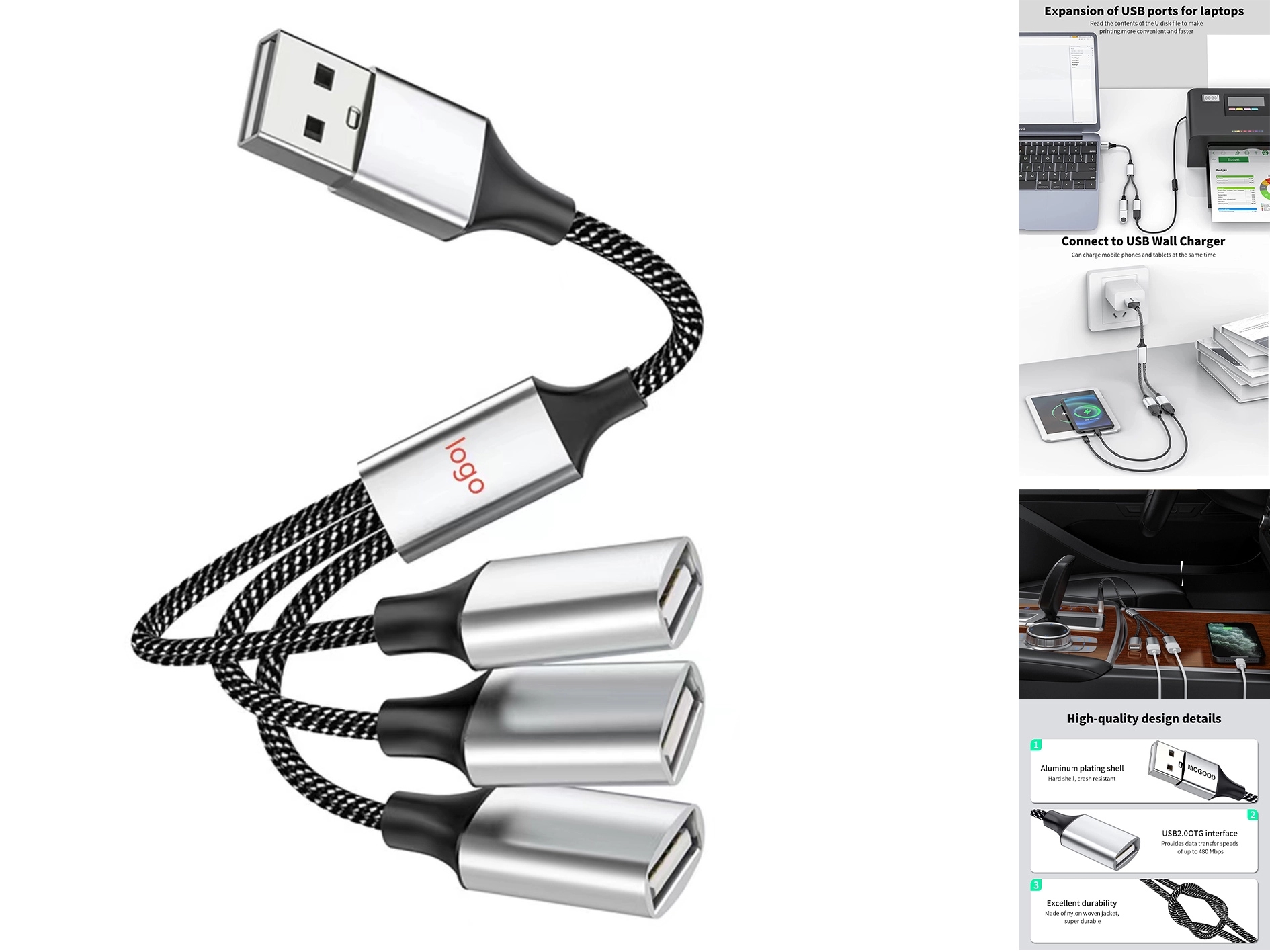 3-In-1 Usb Multi Port Data Splitting Adapter 3