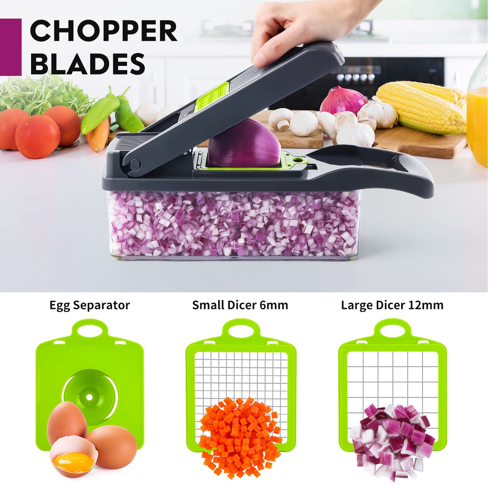 Vegetable Chopper Pro, Multifunction 13 in 1 Food Chopper, Kitchen Vegetable Slicer Dicer Cutter 5