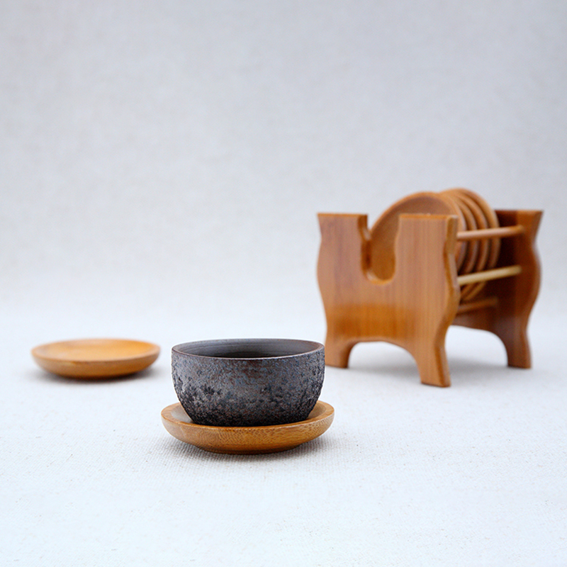 6-Piece Bamboo Tea Cup Coaster Set 6