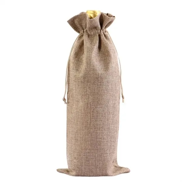 Jute Wine Bottle Gift Bag with Drawstring Closure 2