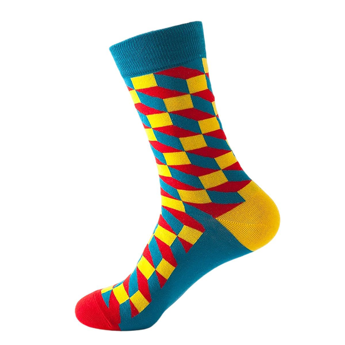 Cotton Crew Socks with Jacquard Pattern 3