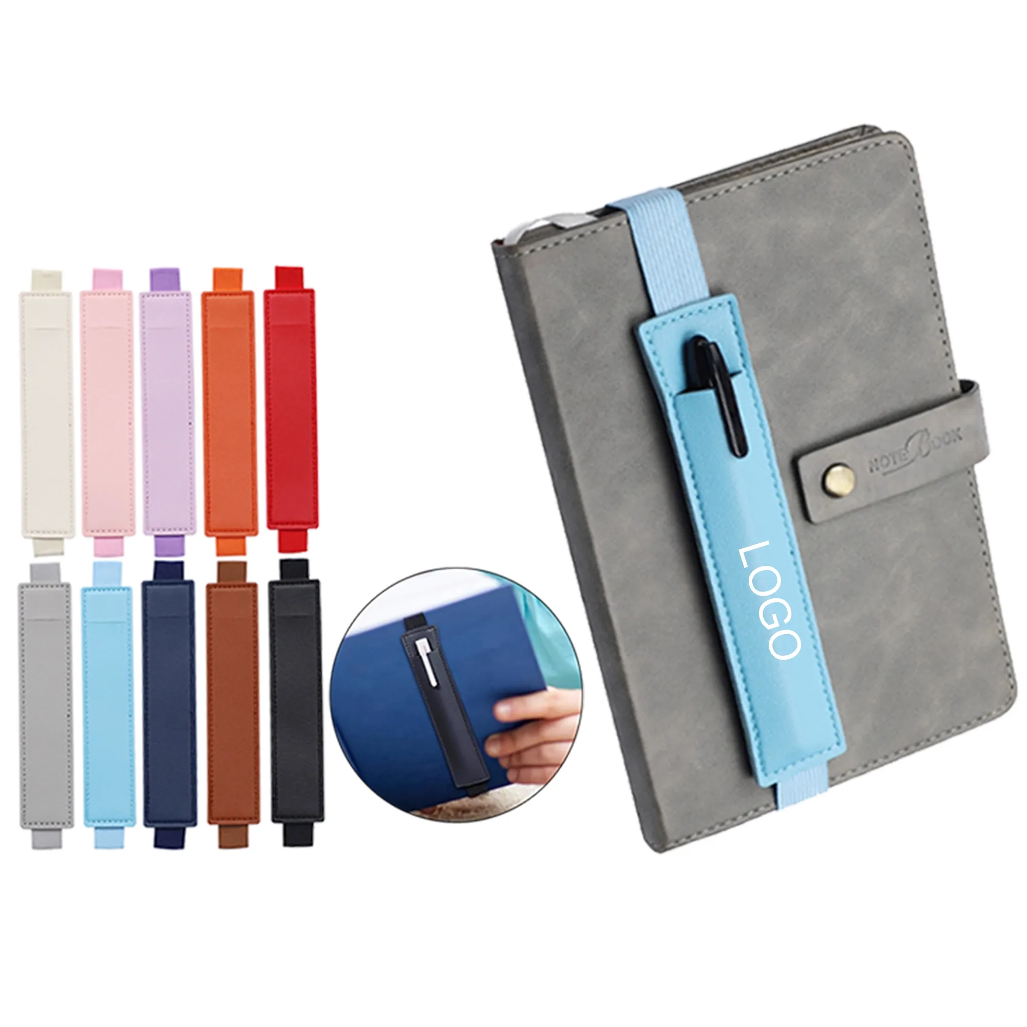 Adjustable Leather Notebook Pen Holder 1