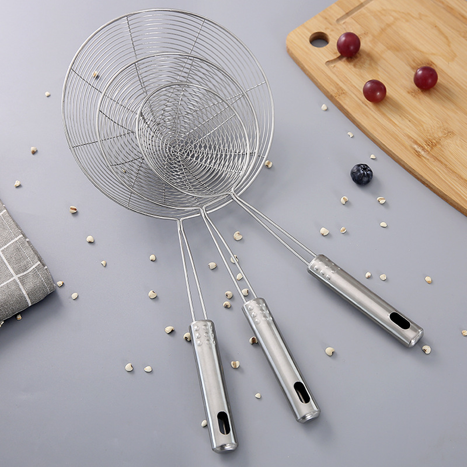 Stainless Steel Large Kitchen Strainer Skimmer for Cooking 5
