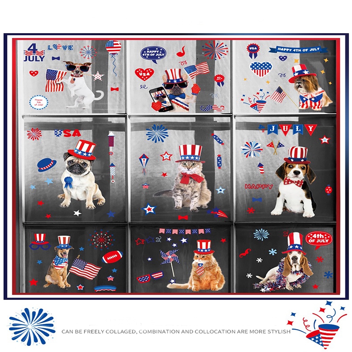 4th of July Window Clings Stickers - for Independence Day 6