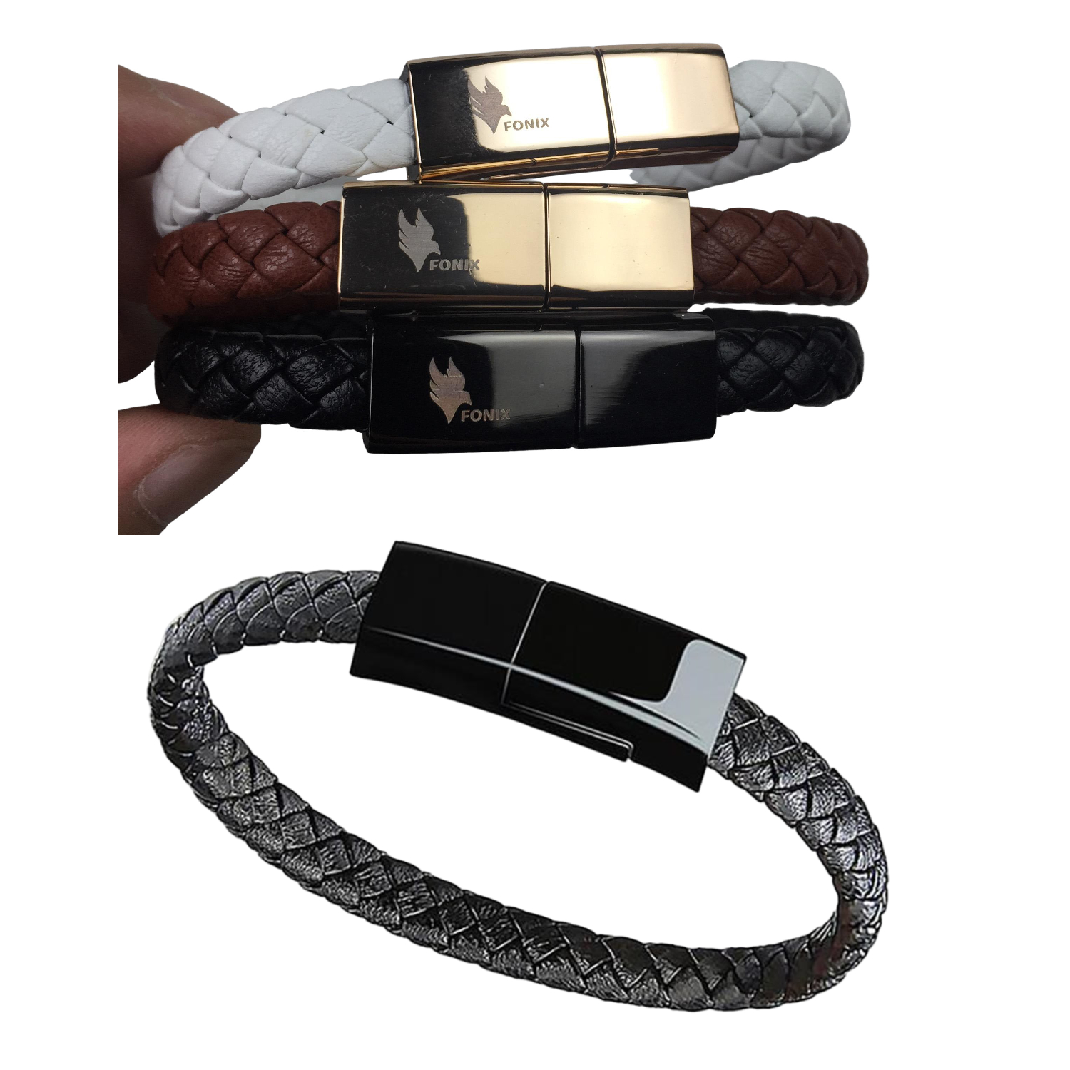 Type C USB Leather Bracelet Fast Charging Cable 3