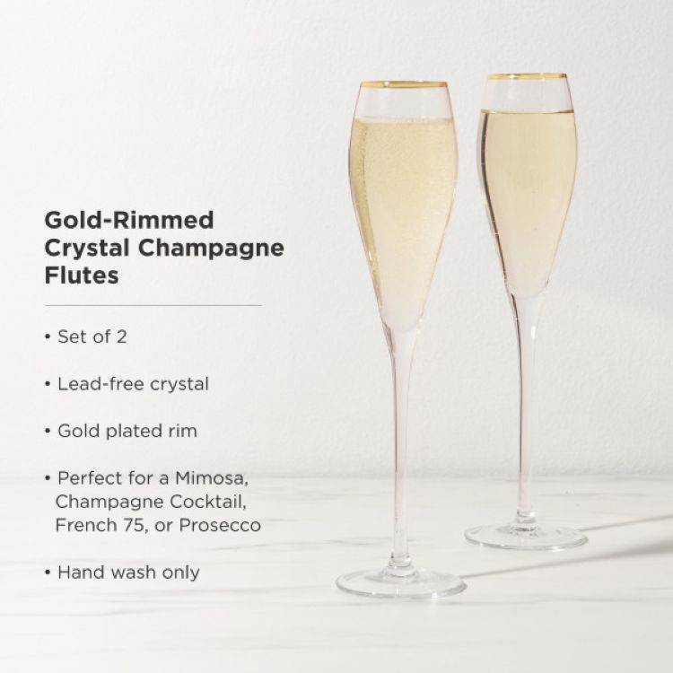 Viski® Gold-Rimmed Crystal Champagne Flute 6