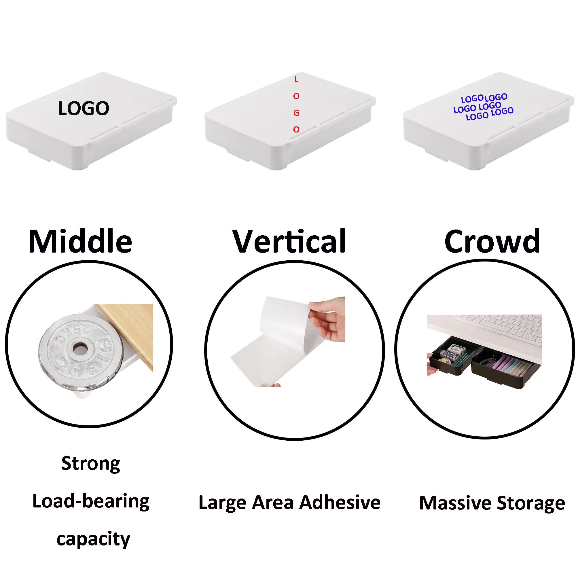 Self-Adhesive Under Desk Storage Drawer 1
