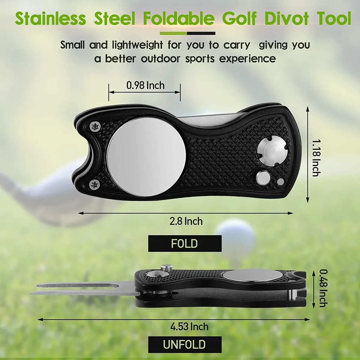 Stainless Steel Foldable Golf Divot Repair Tool 2