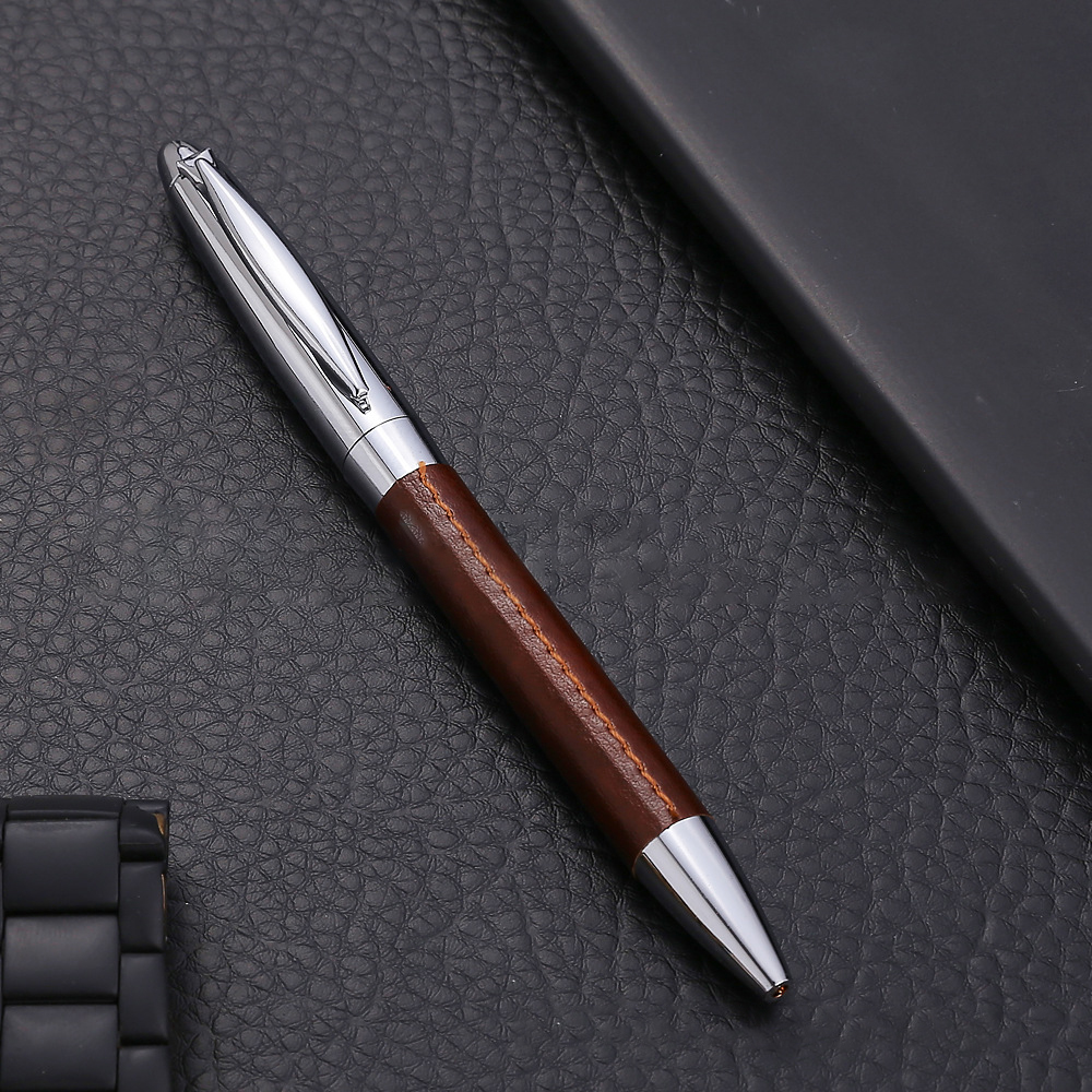 Metal Ball Pen with Leather Cover 6
