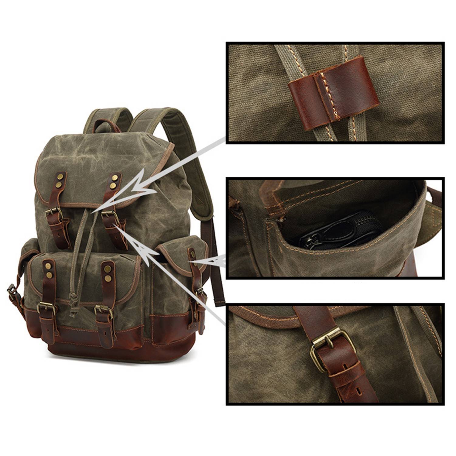 Waxed Canvas Shoulder Rucksack 2