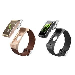 2 In 1 Ear Bud And Leather Band Fitness Tracker 7