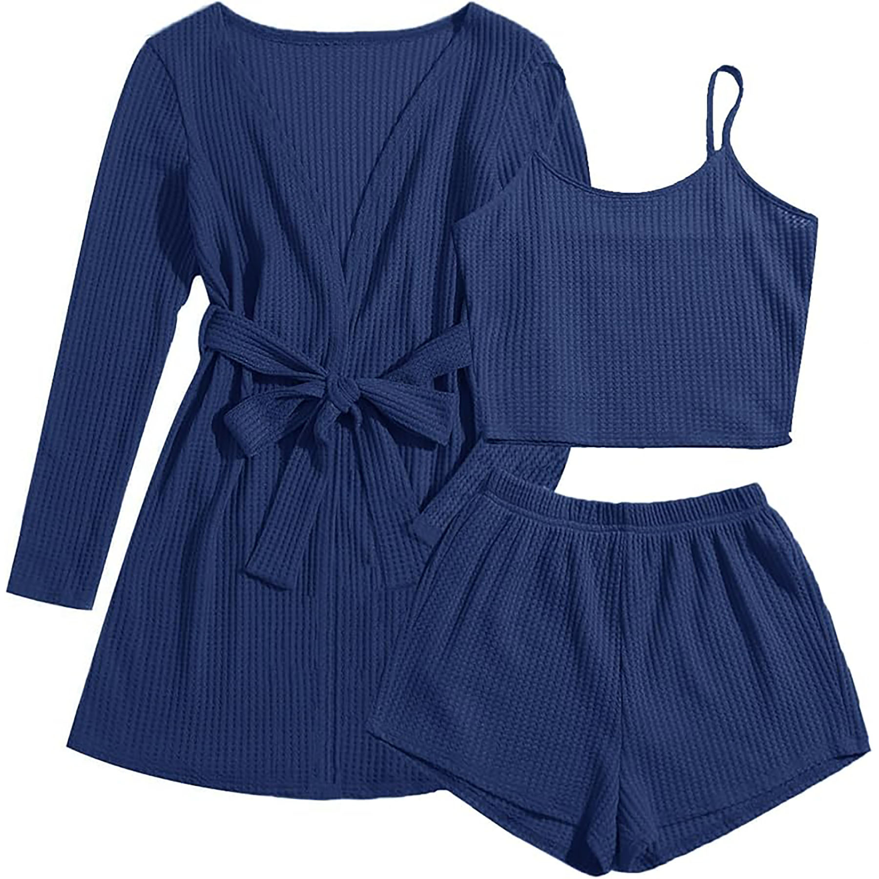  Womens 3 Piece Waffle Knit Pajama 11