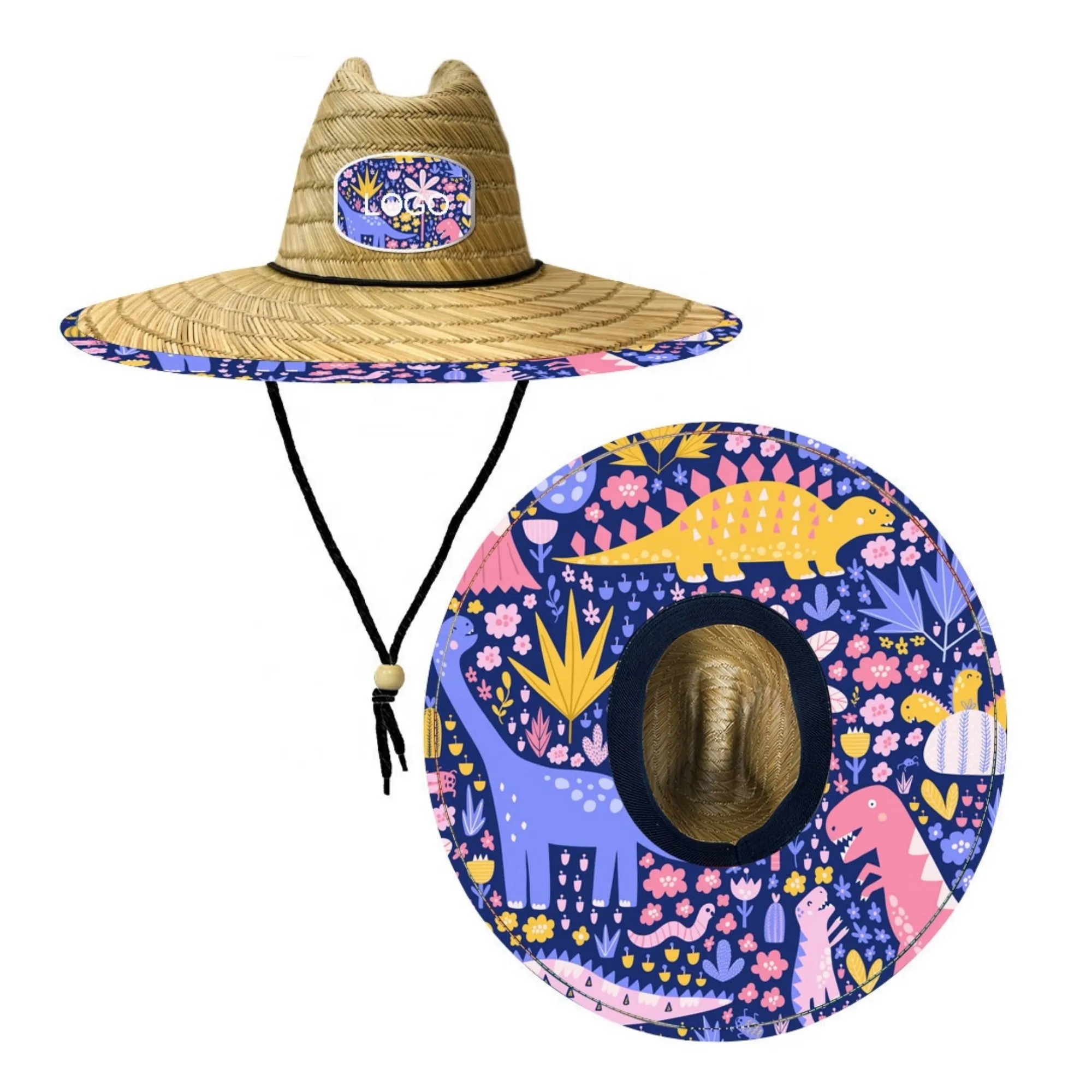 MOQ 50PCS Full Color Straw Summer Sun Beach Hat Wide Brim 2