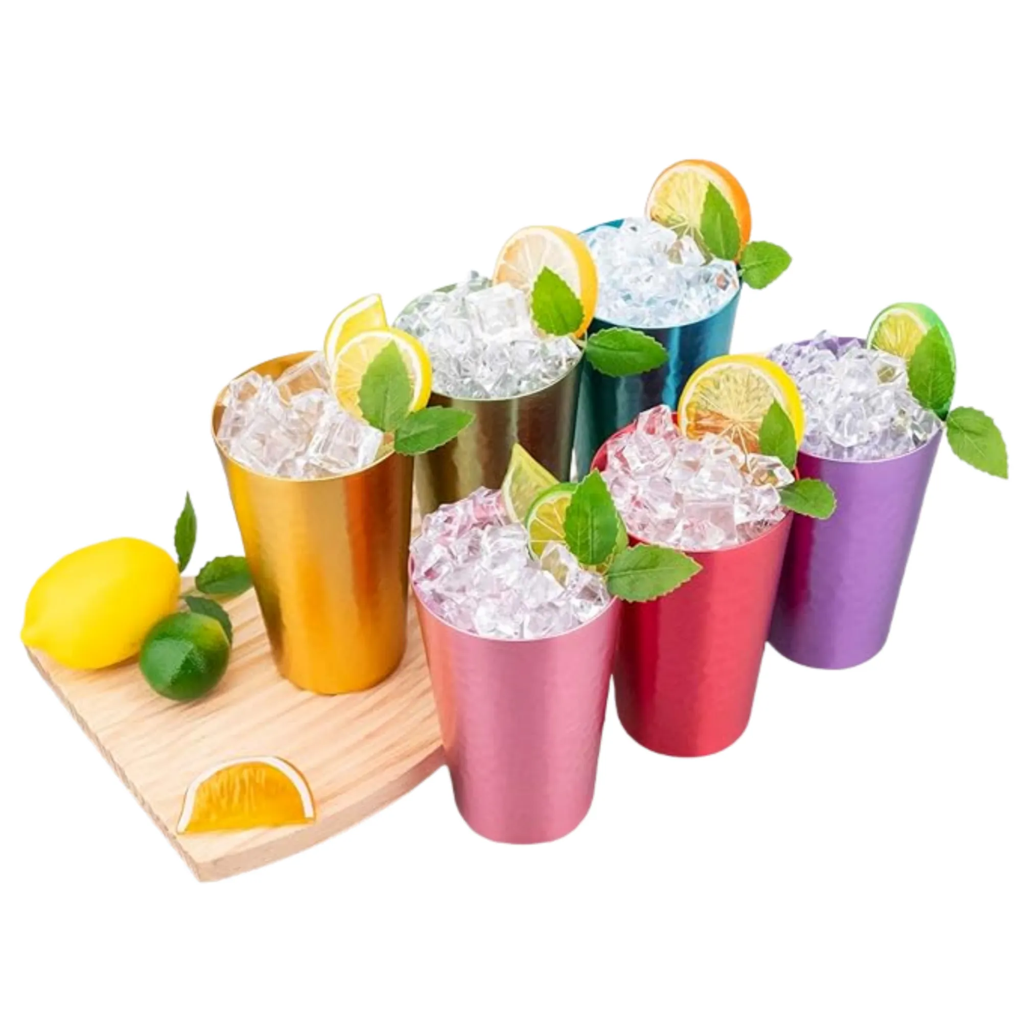 MOQ 15oz Aluminum Metal Anodized Hammered Drinking Cup 3