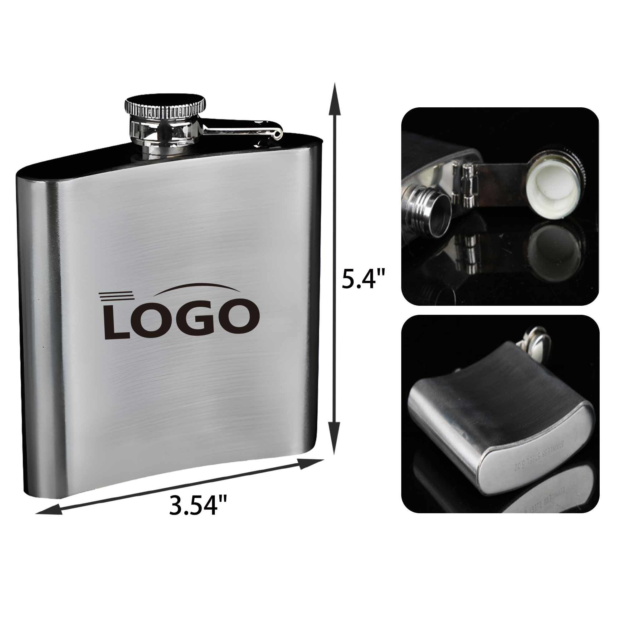 MOQ 20 PCS Durable 8 OZ Stainless Steel Hip Flask 1
