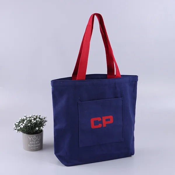 10oz canvas cotton zipper tote with front pocket 4