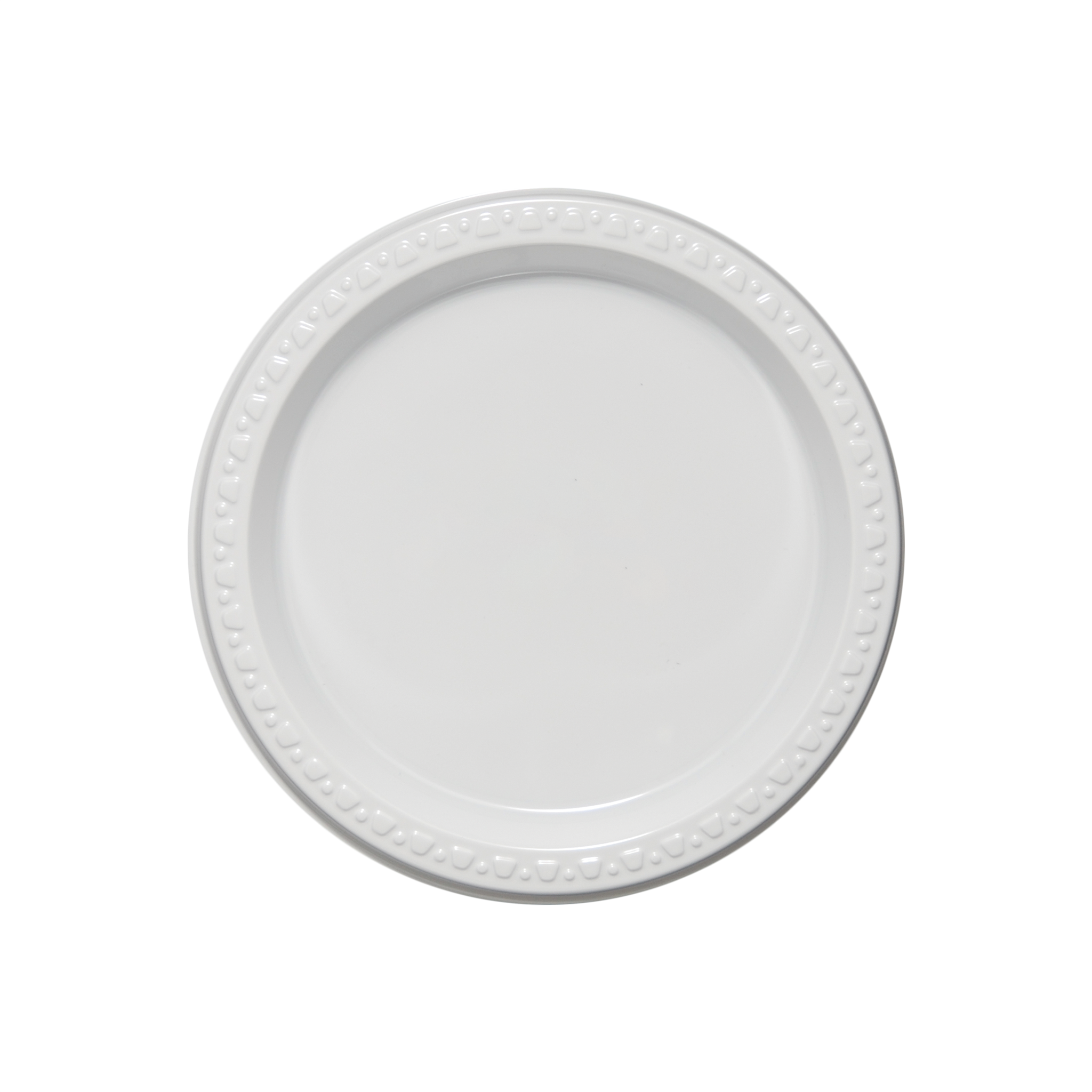 7.000" Plain Medium Weight Plastic Plate Round White Tradition Print 2