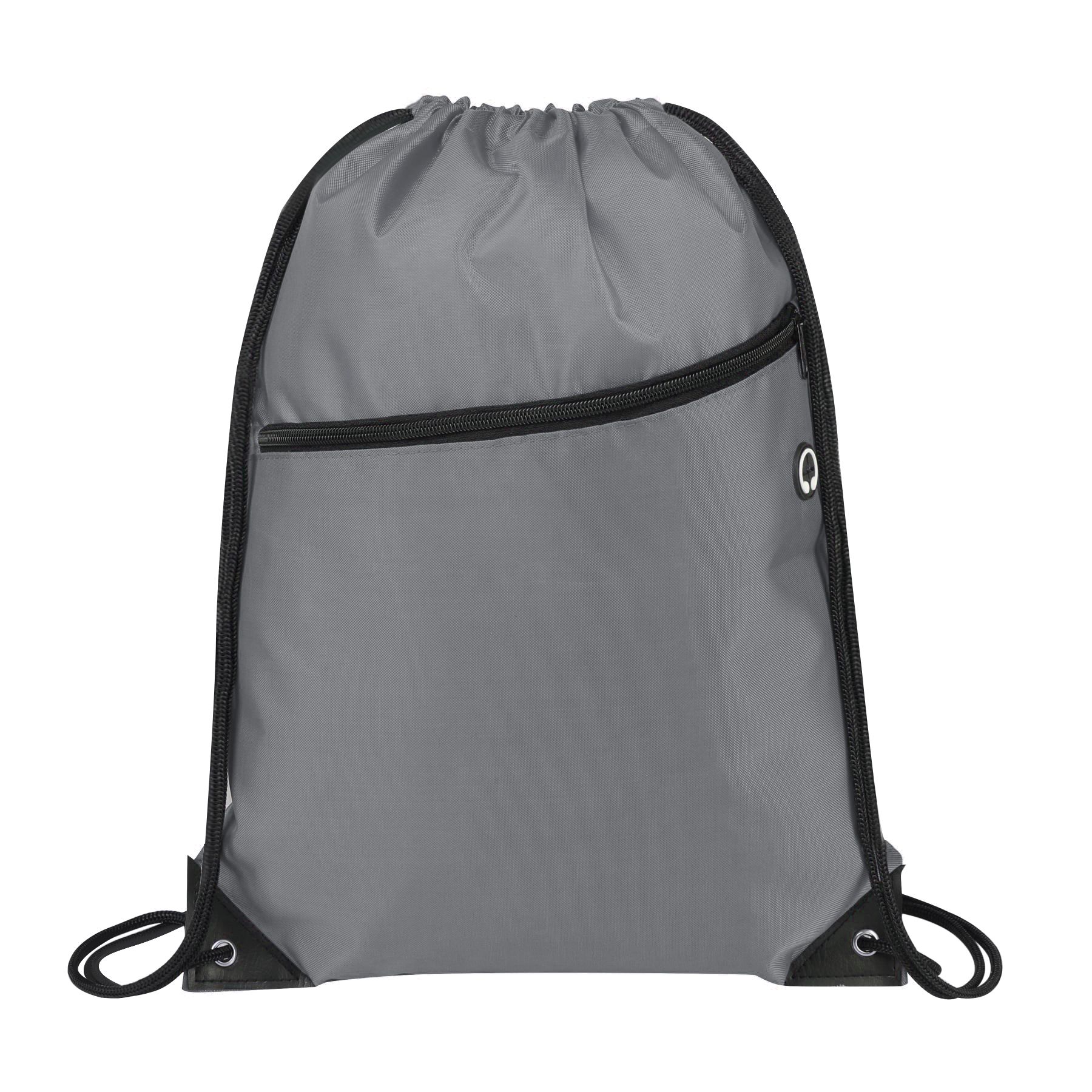 420D Heavy Duty Drawstring Backpack With Front Zipper 10