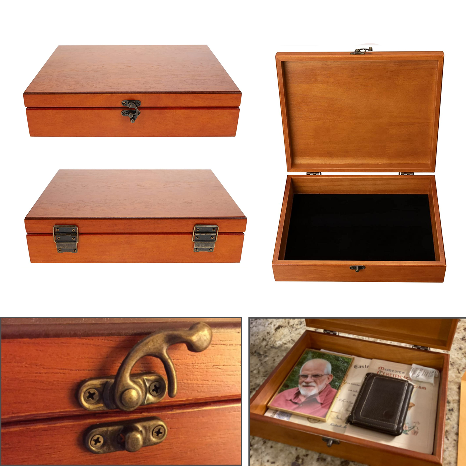 Old World Wooden Treasure Box with Brass Latch 2