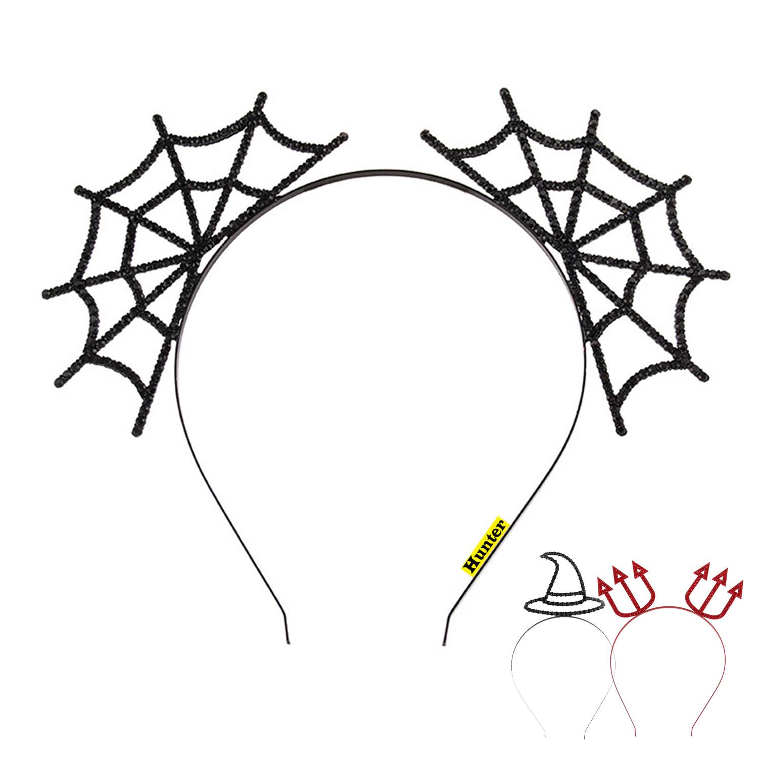 Halloween spider web red arrow witch hat headband 11