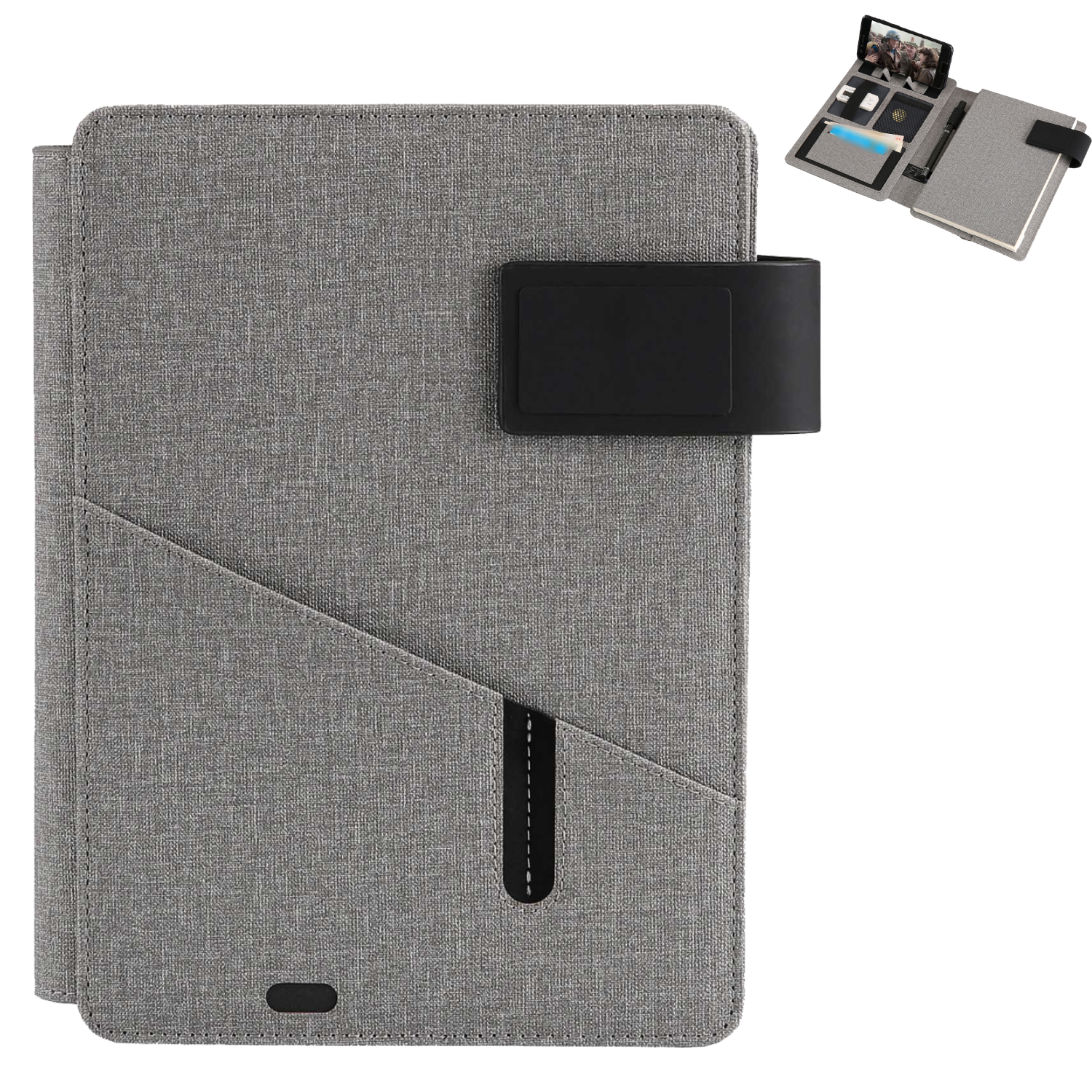 A5 Multifunction PU Leather Notebook w/ Power Bank 2