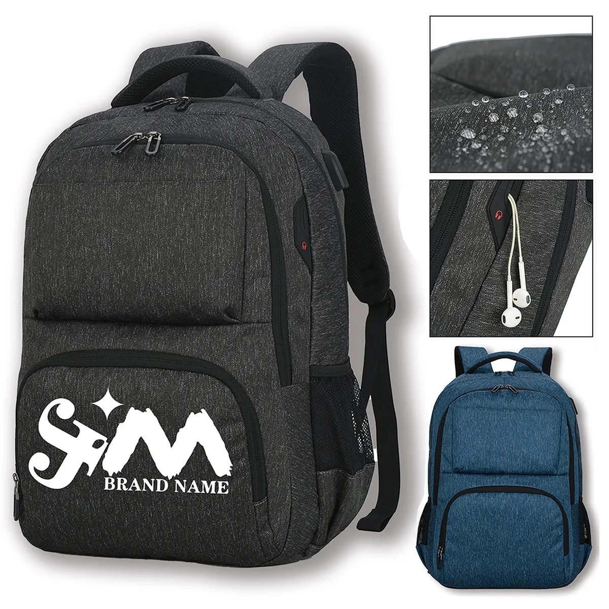 Durable Simple Travel Laptop Backpack With Usb Earphone Port 4
