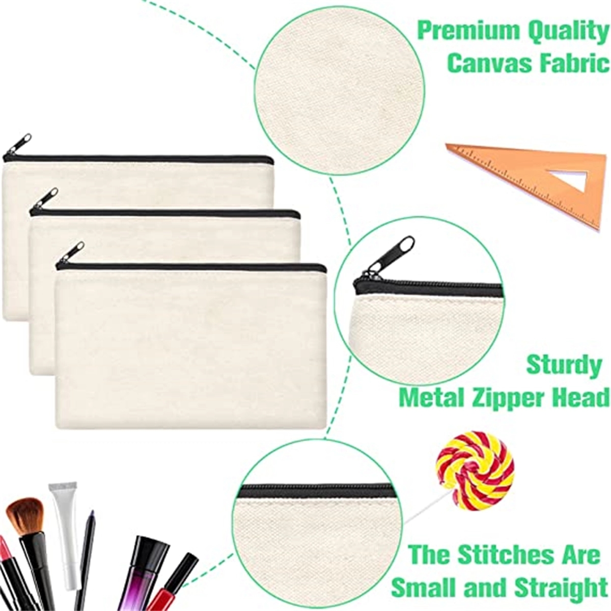 Canvas Colorful Zipper Bags 2