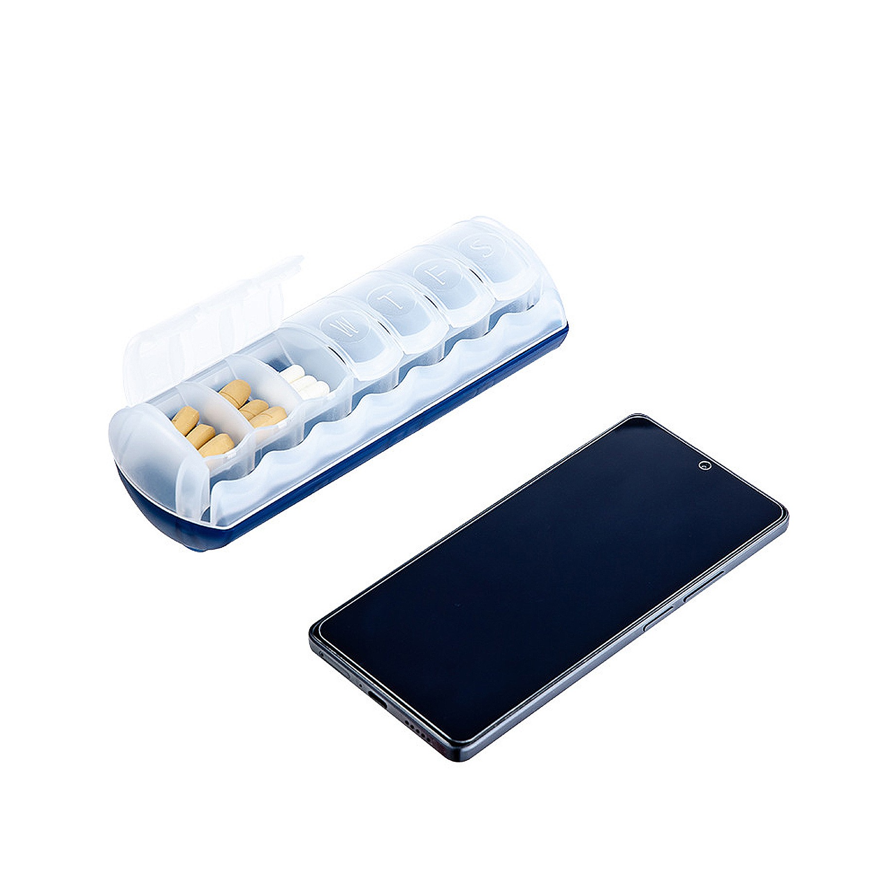Cylindrical 14 Compartment Pill Box With Front And Back Rows 3