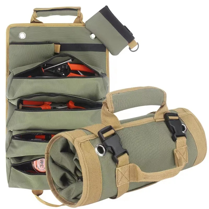Roll Up Tool Bag Organizer with Removable Pouches 2