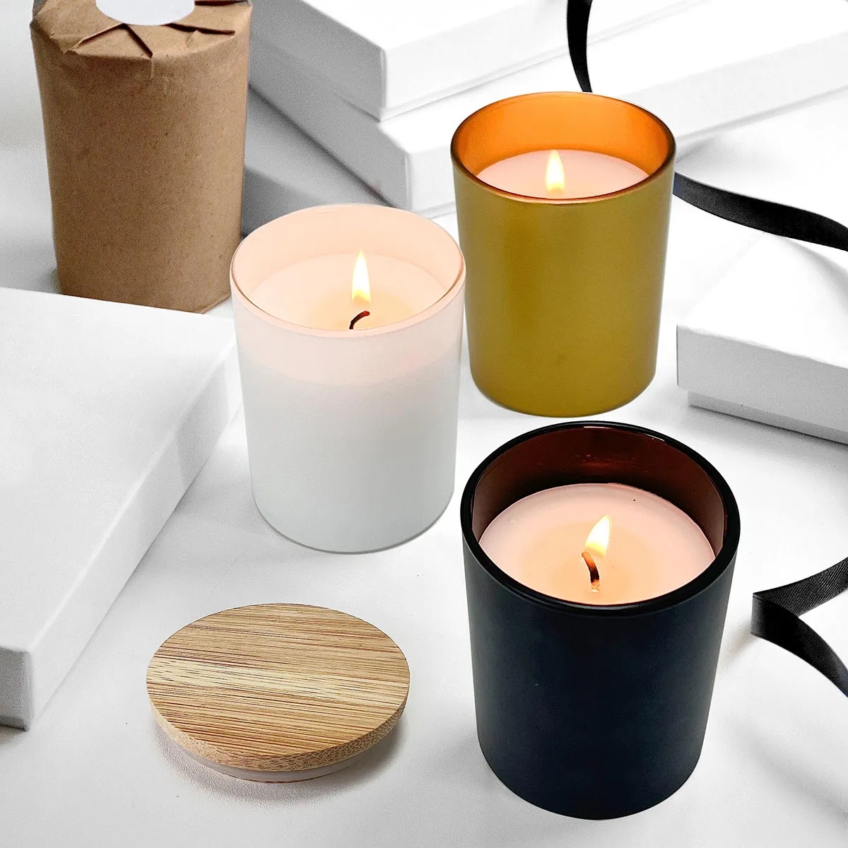Candle Glass Jars with Bamboo Lids 4