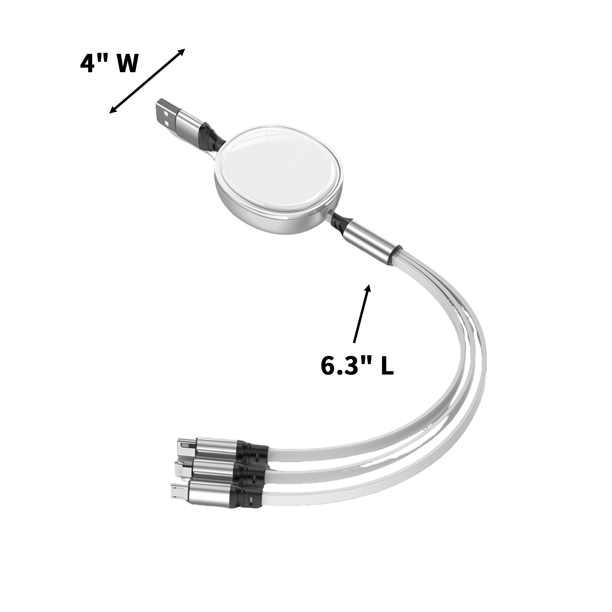 Retractable Three In One Charging Cable Adjustable Length 3
