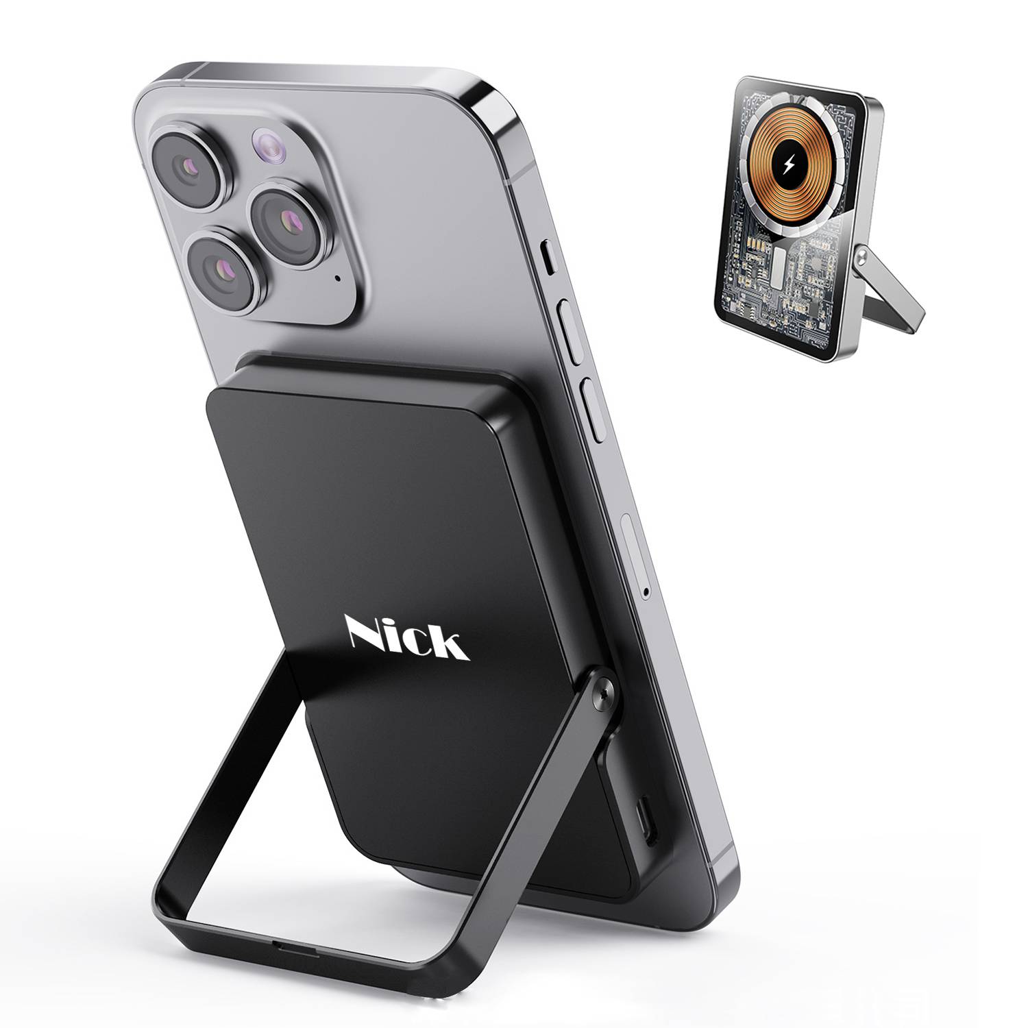 5000mAh Metal Cell Phone Wireless Charger with Stand