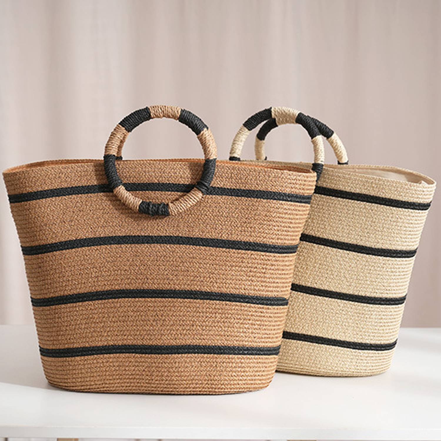 15L Large Straw Woven Tote Bag Beach & Commuter Handbag 8