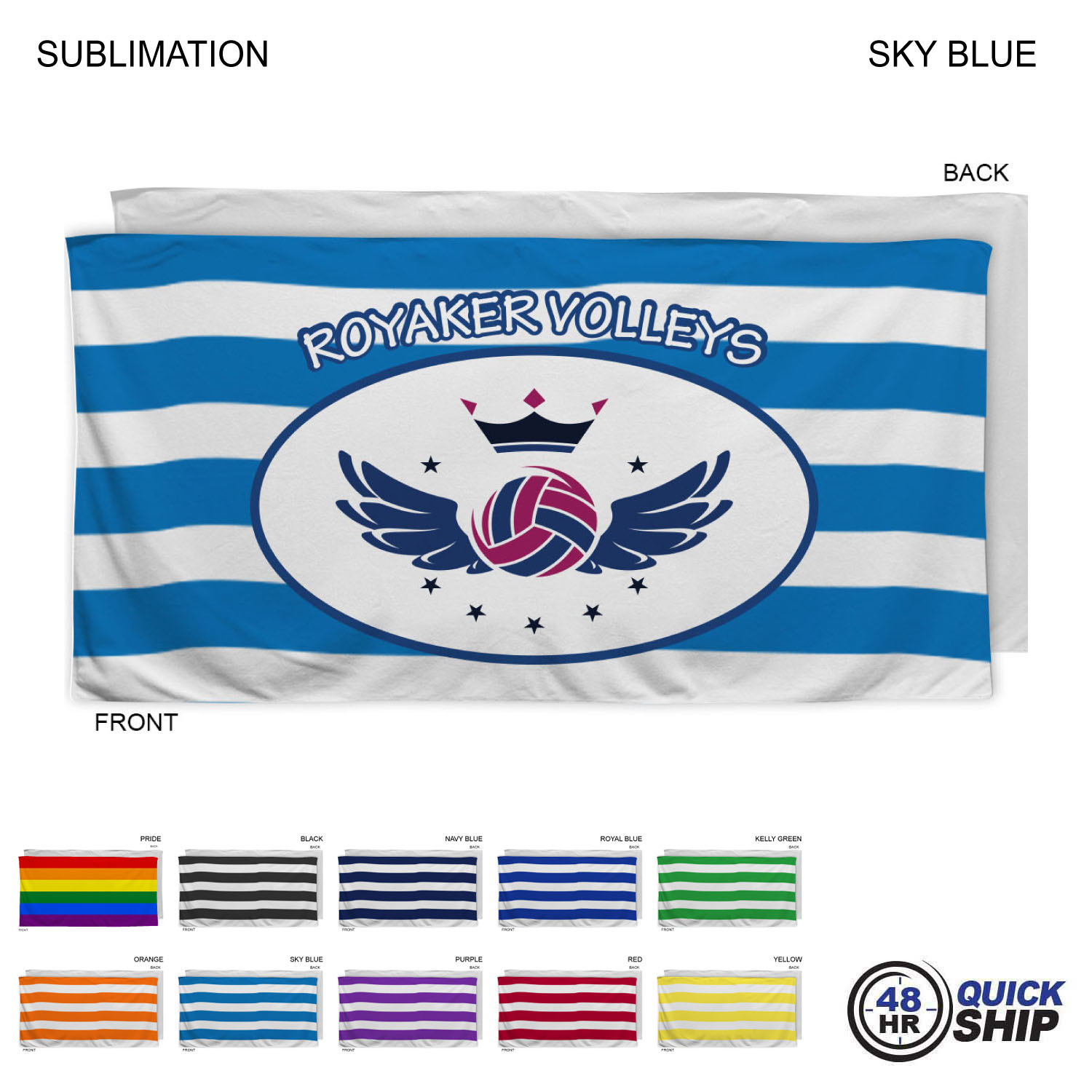 48 Hr Quick Ship - Cabana Stripe Sublimated Plush and Soft Velour Terry Beach Towel, 30x60 14