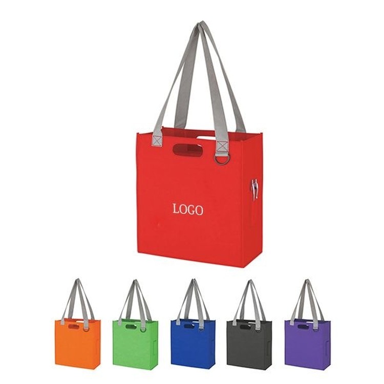 Non-Woven Tote Bag w/ Die Cut Handle & Gray 30" Carry Handles 1