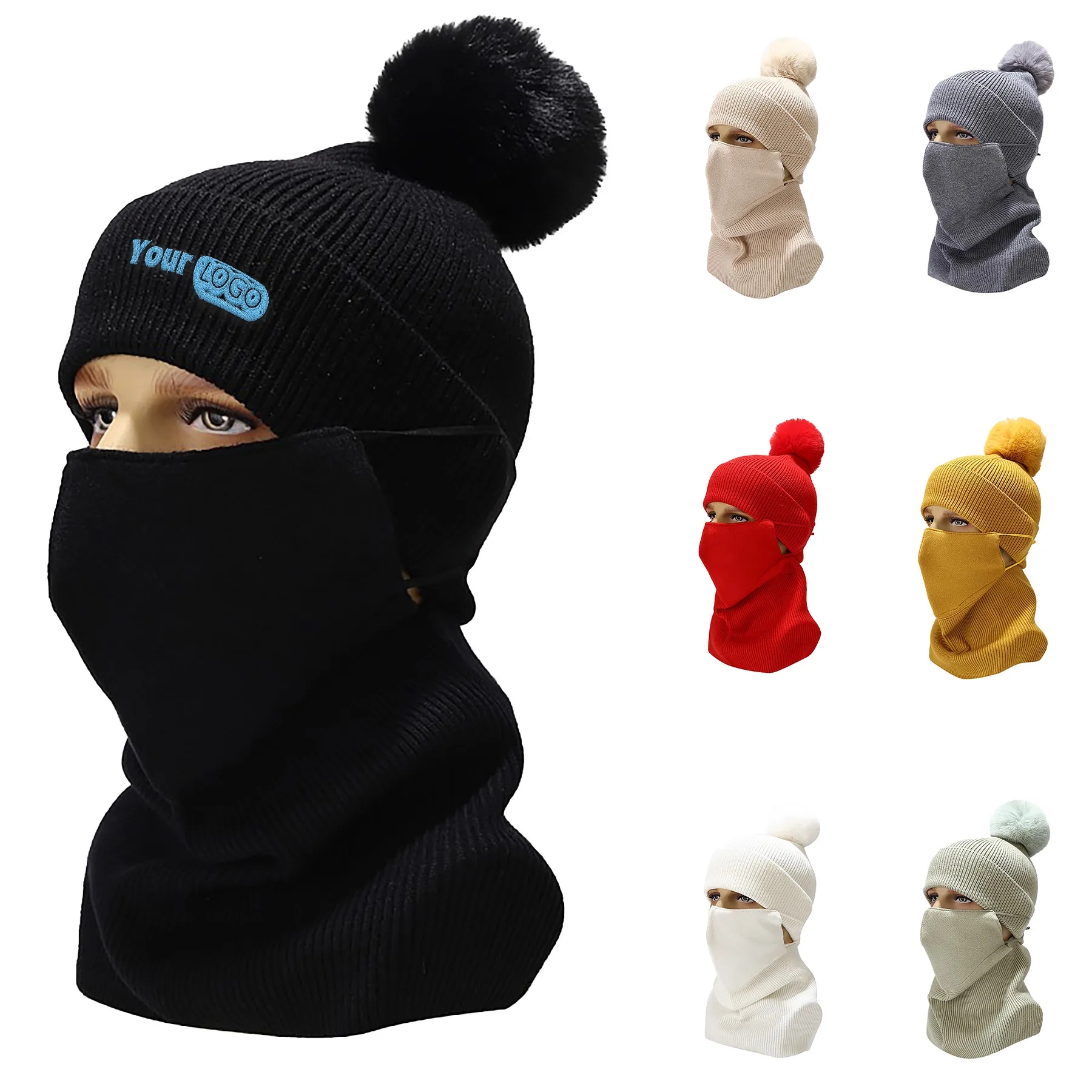 Polyester Knitted Hat, Neck Mask Set 8