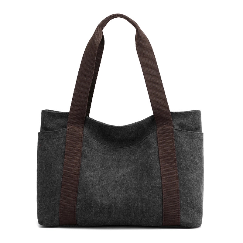 Custom Women's Canvas Multi-pocket Tote Handbag, custom tote bag with logo imprint 5